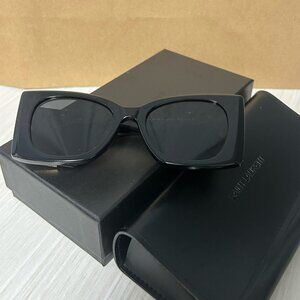 Saint Laurent SL M119 BLAZE-001 Black Gold YSL LOGO Cat Eye AUTHENTIC Sunglasses